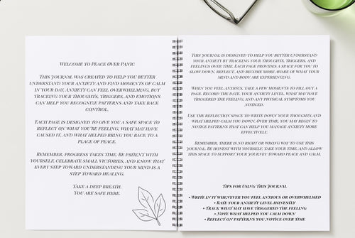 Peace over panic, anxiety tracking journal PDF download